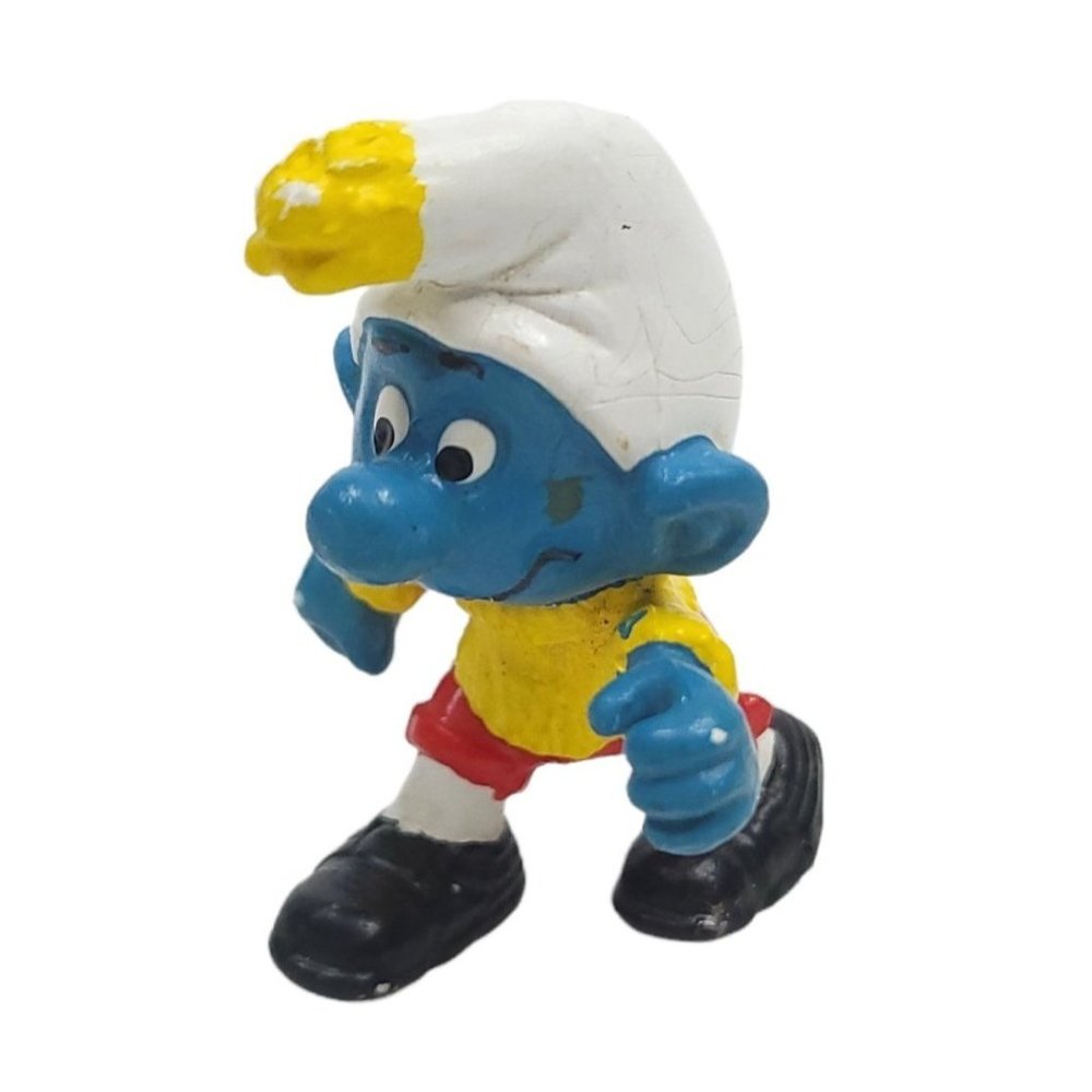 Vintage 1978 Peyo Schleich Skiing Smurf Figure PVC Hong Kong MISSING POLES SKIS - Picture 3 of 10